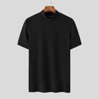 Camiseta De Hombre 2024 Estilo Coreano Casual Con Cuello Alto Y Mangas Cortas Para Verano Moda Streetwear Tejido Poliéster Y Spandex - details 11