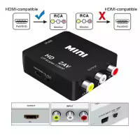 HDMI A RCA keitiklis, suderinamas su AV/CVBS L/R Audio Video Set viršutinės dėžutės skalė 1080p mini HD2AV