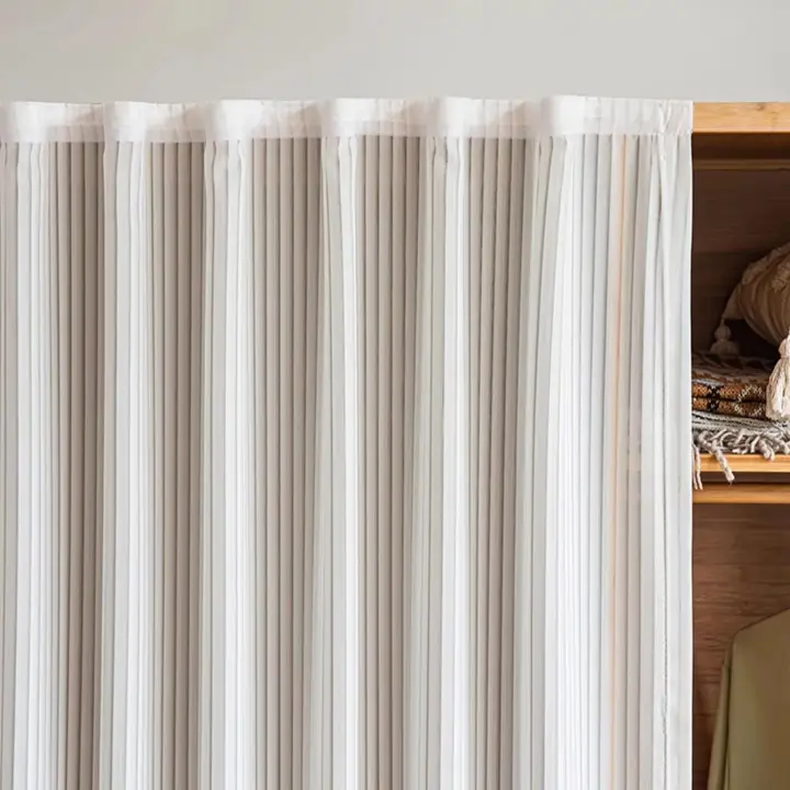 Cortinas De Estilo Sencillo Con Diseño De Rayas Verticales En Poliéster Pueden Usarse Como Cubierta Para Armario Antipolvo Para El Hogar - 1