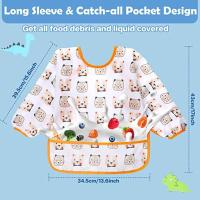 Bata De Comer De Silicona Para Bebés Cartoon Impermeable Y Libre De BPA Con Manga Larga Bib Suave Para Niños Y Niñas De 0 a 6 Años - details 0