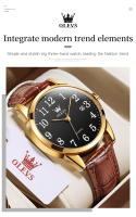 Reloj De Cuarzo Clásico Para Hombre OLEVS Con Correa De Cuero Marrón Y Fechador Resistente Al Agua Dial Digital Estilo De Negocios - details 2