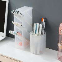 Organizador De Escritorio Para Lápices Y Maquillaje Tipo Inserción Oblicua Caja De Almacenamiento Para Pinceles Y Suministros De Oficina Material PP - details 7