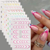 Set De 8 Pcs De Pegatinas De Uñas Gradient French Line Colores Estriados Diseños Ombre Para Decoración DIY Herramientas Guías De Estampado De Uñas - details 1