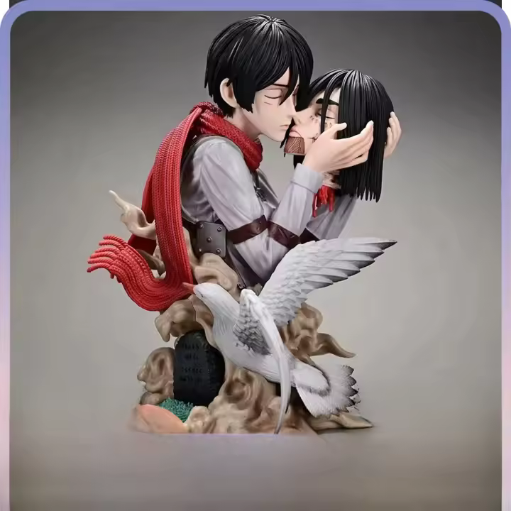 Figura De Acción De Anime Attack on Titan Eren Jaeger Y Mikasa Ackerman 22CM Estatua Modelo De Colección Para Escritorio Regalos Para Fans - 1