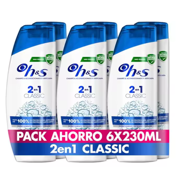 PACK 6 UNIDADES CHAMPÚ & ACONDICIONADOR H&S ANTICASPA (230 ML CADA UNIDAD) - 1