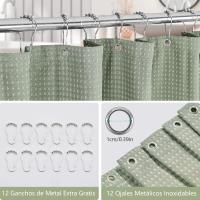 Cortina de Ducha para Bañera Cortinas Baño Tela Impermeable Poliéster con 12 Ganchos Lavable a Máquina 180 x 200cm - details 4
