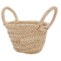 Pack 5 Mini Capazo Palma Ideal para bodas y Comuniones,Cesta  Arras de Niña Tamaño Perfecto para Poder Llevarlo Medidas 16 cm de Ancho x 18 cm de Alto x 10 cm Base - details 0