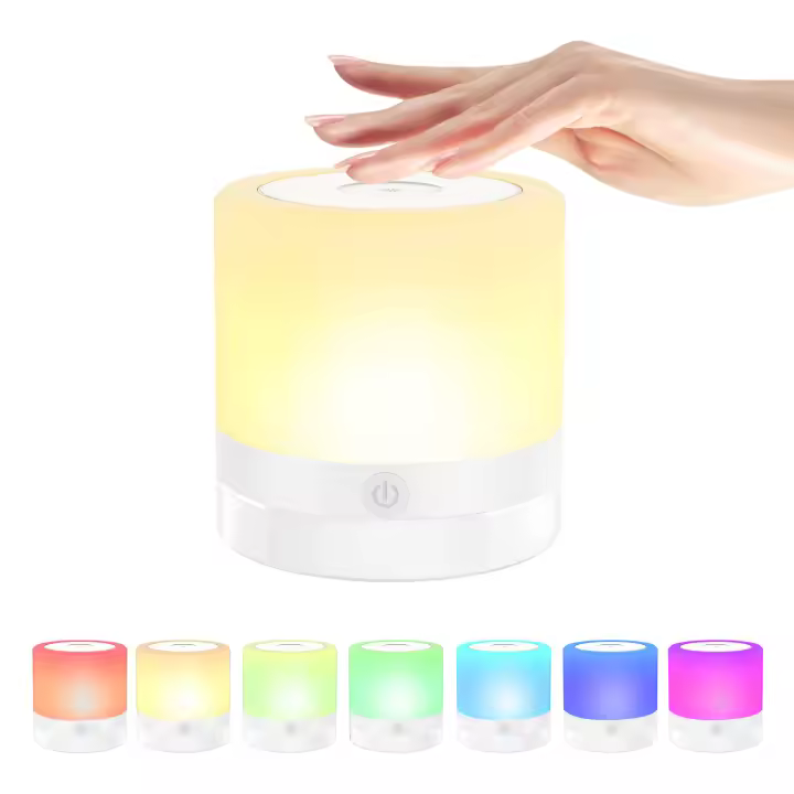 Lámpara De Mesa LED Recargable USB Luz Nocturna Toque Cambio De Color Para Habitación Dormitorio Sala De Estar Protección Ocular 360° - 1