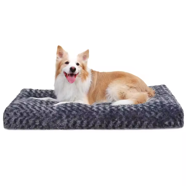 Cama suave para perros - Cama mediana para perros - Cama acolchada para perros - Poliéster y algodón - 74+53 - Gris oscuro - 1