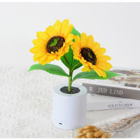 Lámpara De Noche LED Recargable Con Flores De Girasol Iluminación Interior Para Dormitorio Luz De Mesa Decorativa Para La Cama - details 10