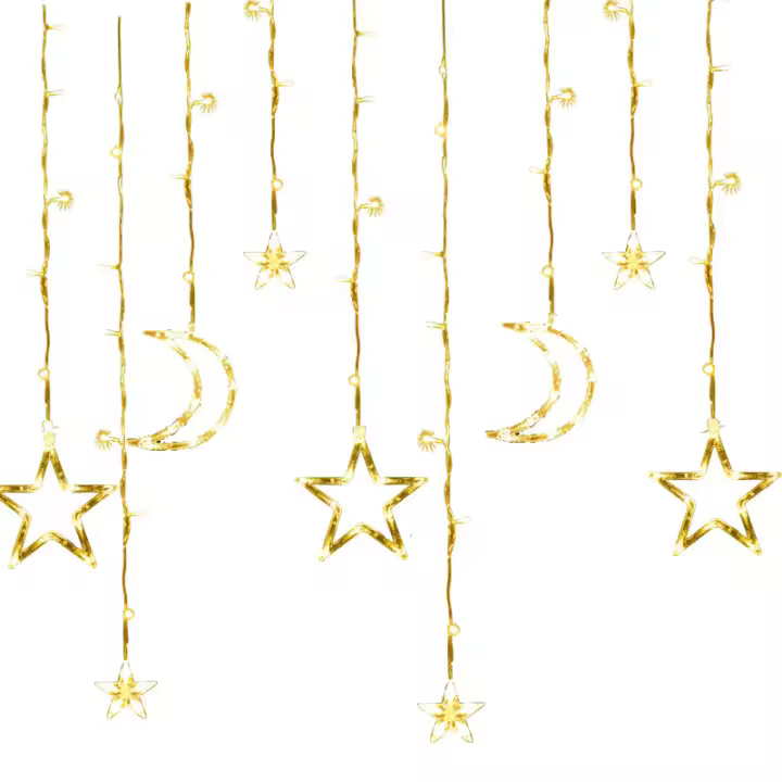 Cortina de estrellas de 3,5 m, linterna LED, decoración de la habitación de celebridades de Internet, romántica atmósfera solar navideña, 6 grandes y 6 pequeñas, conectada al controlador desde el extremo - 1