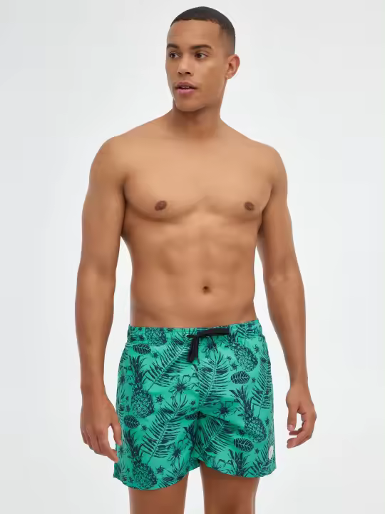 Bañador de hombre con estampado de piñas, bolsillos y cintura de goma con cordón INSIDE - 1