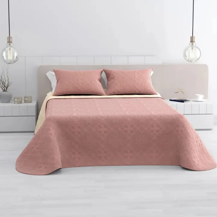 STARLEY- Colcha Bouti serie “Emboss” modelo Oporto para Verano y Entretiempo,100% Poliéster,Color Rosa,Incluye Funda de Cojín, Cubre Cama Fina, Ligera y Suave. Variedad de Medidas. - 1