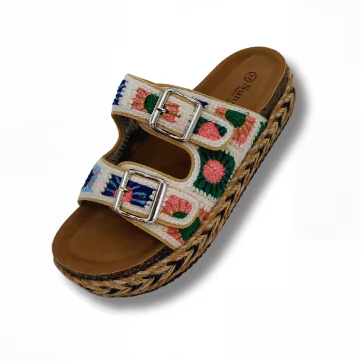 Sunsea Sandalia Bio Con Dos Hebillas Regulables Y Plataforma Esparto para Mujer en Beige - 1