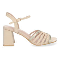 Davinia Shoes Sandalia de Tacon para Mujer, Comodas, con Adorno en la Pala, Cierre de Hebilla, Ideal para Eventos. Shoes&Blues.es JL777-Beige - details 1