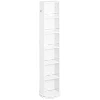 kleankin Armario Alto de Baño Giratorio Columna Auxiliar de Baño de 6 Niveles con Espejo de Cuerpo Entero para Dormitorio Aseo 36x36x171 cm Blanco - details 0