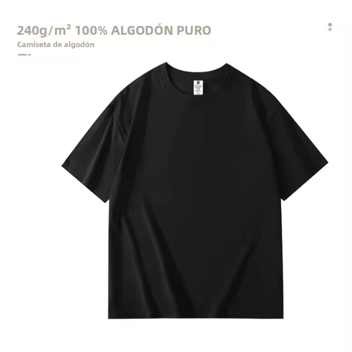 Camiseta Hombre Pesada 240gsm Talla Grande Sin Estampado Verano Cuello Redondo Manga Corta 100% Algodón Color Sólido Moda Casual - 1