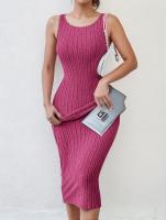 Vestido De Verano Sin Mangas Con Tirantes De Medio Tamaño Cuello Redondo Espalda Descubierta Tejido Ajustado De Pierna Un Solo Pasado Para Mujer - details 5