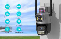 Cámara PTZ Wifi Exterior 4K 8MP HD Con Doble Pantalla Y Lente AI Seguimiento Automático Alarma De Luz Policial iCSee Para Seguridad Doméstica Y Vigilancia De Video 4MP - details 0