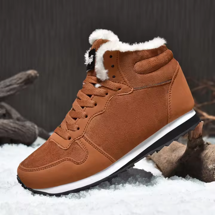 Botas De Hombre Invierno Casuales Confortables Con Peluche Plush Suela De Goma Botines De Nieve Tacón Bajo Cordones round Toe - 1