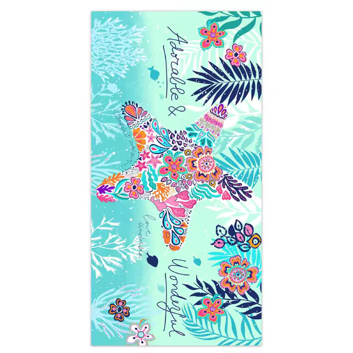 Toalla de playa para vacaciones, natación y surf, súper absorbente, de secado rápido, de microfibra estampada. - 1