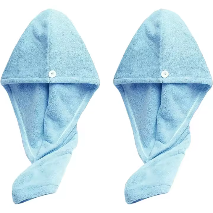 2 Pieza Toalla Microfibra Pelo,Toalla Pelo,Gorras para El Cabello con Botones, Toalla Pelo Microfibra Anti frizz,Turbante Microfibra Pelo,SúPer Absorbentes de Secado RáPido - 1