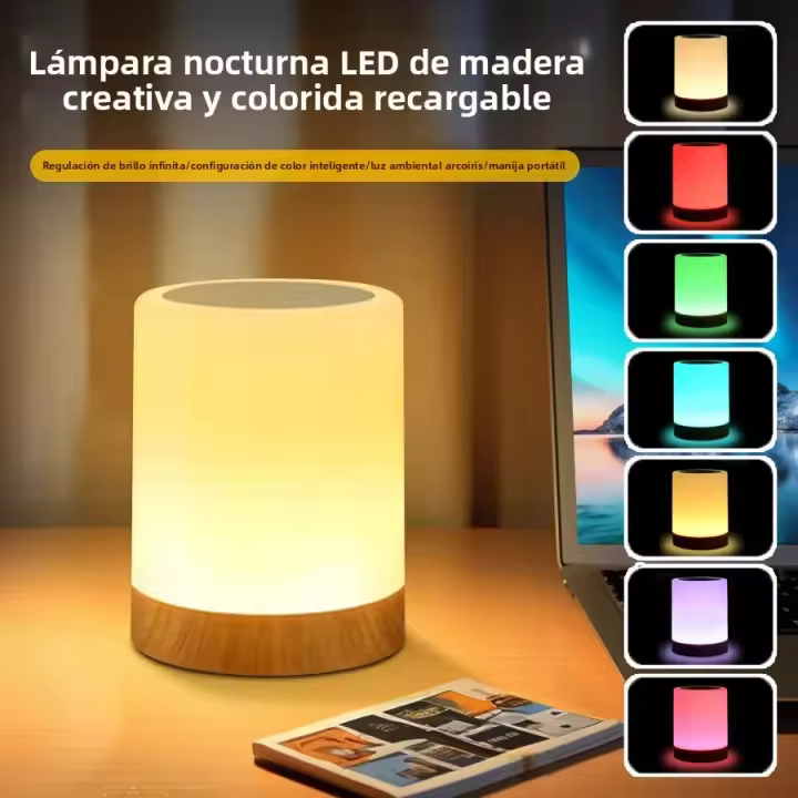 Lámpara De Noche Recargable USB RGB Toque Dimmable Para Mesa Lámpara De Escritorio Para Niños Regalo Para Dormitorio Camping Luz De Ambiente - 1