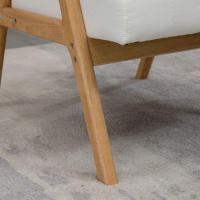 HOMCOM Butaca de Salón Sillón Relax Estilo Nórdico Tapizado en Terciopelo con Asiento y Respaldo Acolchados Patas de Madera para Oficina Dormitorio 68x74x82 cm Crema - details 3