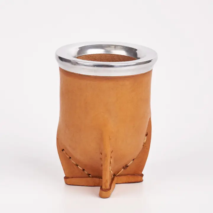 Mate Camionero Algarrobo Artesanal Argentino Yerba Mate Eco Cuero Virola Acero - 1