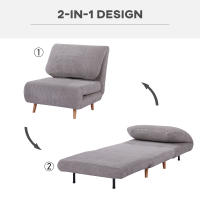 Sofá Cama 2 en 1, sillón Cama, Tapizado, Estilo Moderna, Tecnología, Experiencia inteligente, Ajuste continuo de 15 °-160 °, Colchón plegable ajustable, Cama de invitados, Cama plegable, aspecto de dormitorio de pana, Salón, Gris Claro - details 1