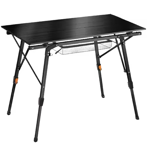 Tectake - Mesa de aluminio TINA plegable ajustable en altura, Mesa de camping estable con práctica función de plegado inteligente, Ligera estructura de aluminio, duradera y resistente a la intemperie, Patas regulables en altura sin escalonamientos - 1