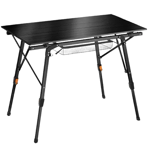 Tectake - Mesa de aluminio TINA plegable ajustable en altura, Mesa de camping estable con práctica función de plegado inteligente, Ligera estructura de aluminio, duradera y resistente a la intemperie, Patas regulables en altura sin escalonamientos - 1