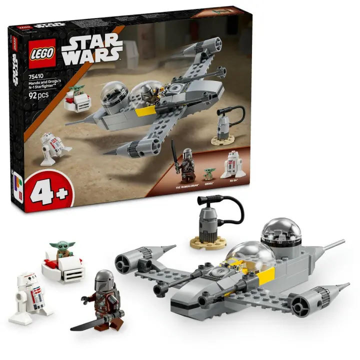 LEGO Star Wars 75410 Caza Estelar N-1 de Mando y Grogu Maqueta de Juguete con Figuras del Mandaloriano, Baby Yoda y R5-D4, Set de Iniciación, Regalo The Mandalorian para Niños y Niñas de 4 Años o Más - 1