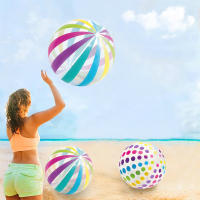 1pc 15.35Inch Colorful Striped Transparent Ball Inflatable Beach Ball, Suitable For Beach Pool Party Games - details 2