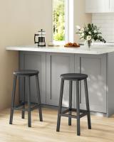 Conjunto de taburetes de bar, juego de 2, sillas redondas para cocina con asientos altos, altura 65 cm, estructura de acero resistente, fácil montaje, estilo industrial - details 20