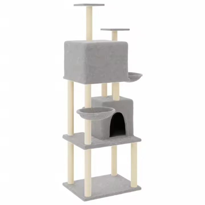 Rascador para Gatos with postes de ISAL gris Claro 180 cm - 1