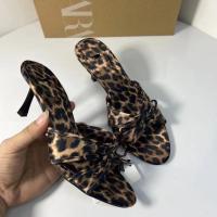 2025 ZA Verano Nuevo Leopardo Lazo Boca de Pez Sandalias de tacón alto con puntera agujereada Sandalias exteriores de una correa - details 0