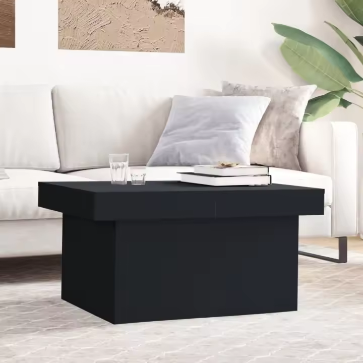 vidaXL Mesa de centro madera de ingeniería negro 80x55x40 cm - 1