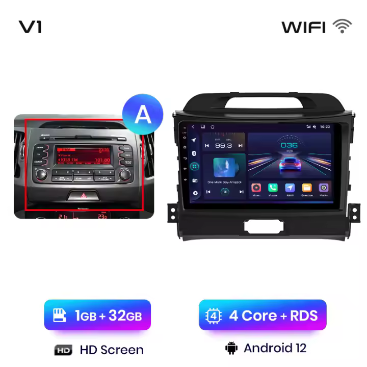 Junsun Radio Coche para KIA Sportage 3 2010 2011 2012 2013 2014 2015 2016 Inalámbrico CarPlay Android Auto AI Voice 2 din Pantalla Coche Android Auto Multimedia Navegación GPS Auto radio - 1