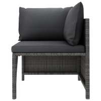 vidaXL Sofá esquinero seccional con cojines ratán sintético Gris, Negro, Conjunto Terraza Muebles Jardín Exterior Juego de Muebles de jardín Mueble Jardín Exterior Muebles de Salon Exterior - details 0