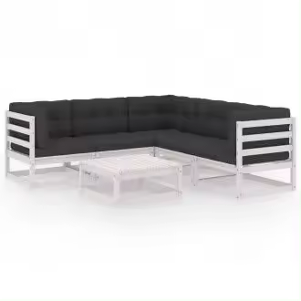 VIDAXL 3076550 conjunto de muebles de exterior de madera de pino blanca con cojines color gris antracita vida xl - 1