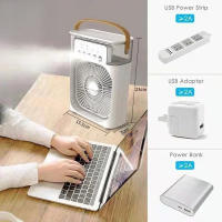 Ventilador Portátil Humidificador Luz Nocturna LED 3 En 1 Aire Acondicionador Eléctrico USB Para El Hogar Con Neblina De Agua Y Control De Velocidad Mecánico - details 2