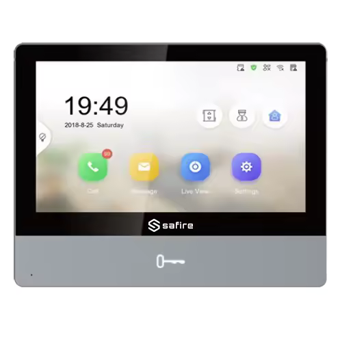 Monitor para videoportero Safire - Pantalla IPS de 7" - Audio bidireccional - TCP/IP, WiFi, SIP - Ranura tarjeta microSD hasta 32GB - Montaje en superficie - 1