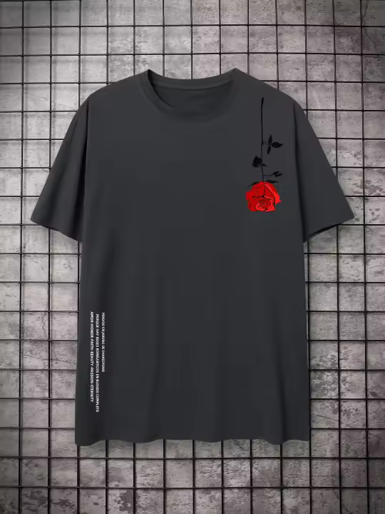 Camiseta Unisex Algodón 100% 230 Gramos Estampado De Rosa Vintage Streetwear Casual Graphic Tops Transpirable Y Absorbedor De Humedad - 1
