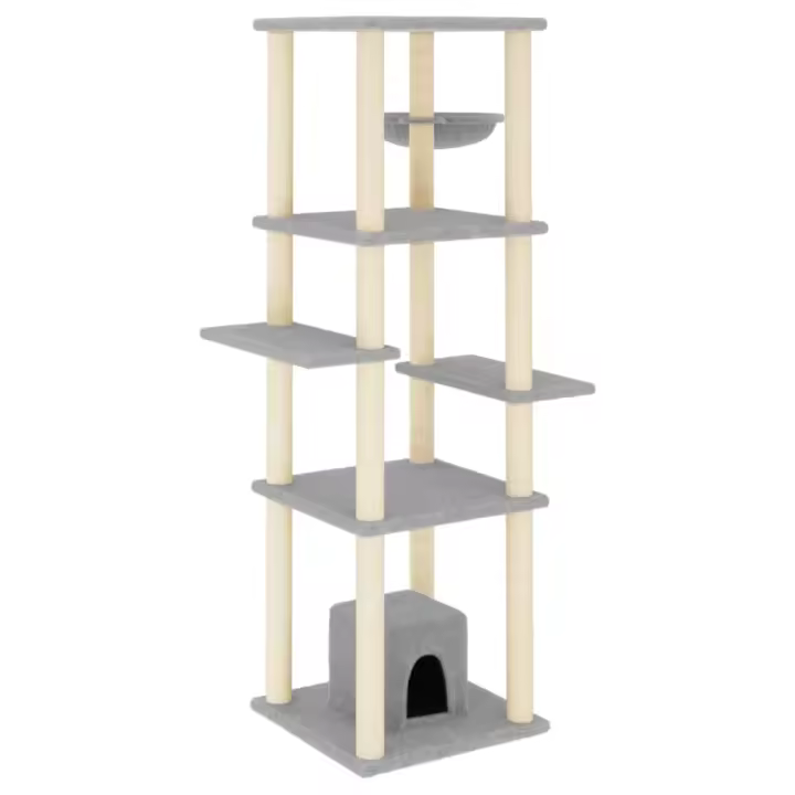 Rascador para Gatos con postes de isal gris Claro 154 cm - 1