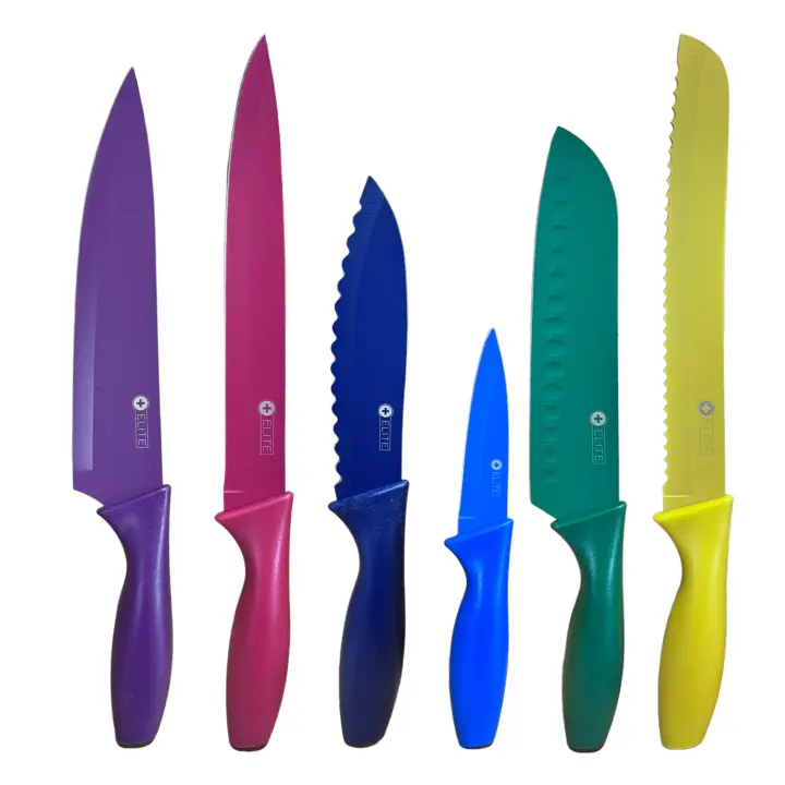 Set de 6 cuchillos de acero inoxidable Elite, con funda - 1
