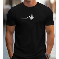 Camiseta De Verano Para Hombres 100% Algodón Estilo Casual Con Estampado Creativo Cuello Redondo Manga Corta Ajustada Top Deportiva - details 5