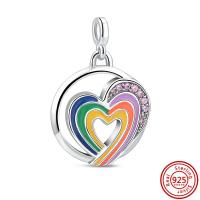 Encanto Mini De Cadena Doble Con Diamantes Pave Serie Me Corazón En Plata 925 Para Pulsera Original Me Y Collar Joyería Para Mujer Regalo - details 5
