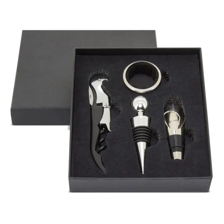 Deliex delicias de Extremdura. Set de vinos para regalar, Estuche de regalo en caja de cartón para los amantes del vino que incluye anillo antigoteo, tapón, sacacorchos y dosificador. - 1