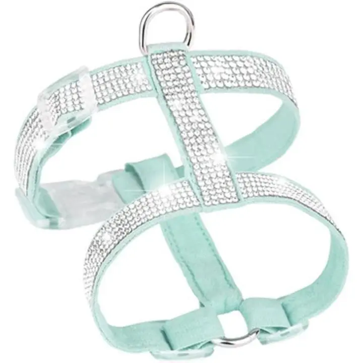 Arnés Ajustable de Gato con Brillantes de Rhinestone Verde - 1